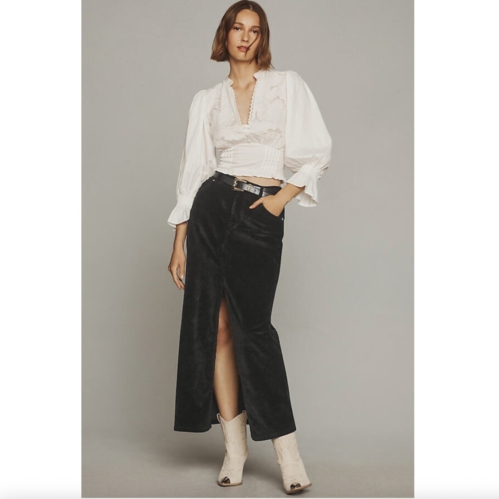 Anthropologie Pilcro the Madi Front-Slit Corduroy Skirt